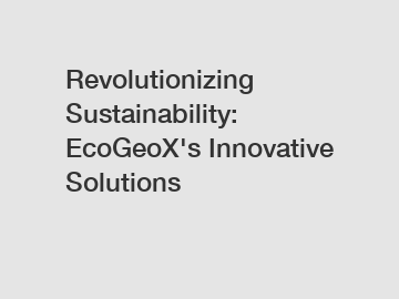 Revolutionizing Sustainability: EcoGeoX's Innovative Solutions