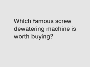 Which famous screw dewatering machine is worth buying?